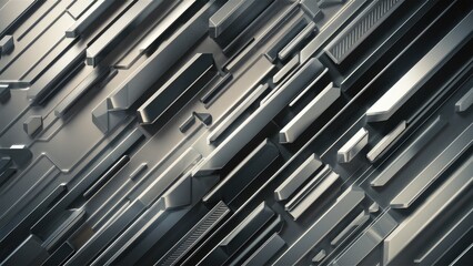 Poster - Sleek abstract diagonal background featuring a soft gradient of light gray silver and black complemented by a textured metallic appearance and smooth lines