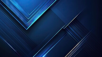 Poster - Abstract blue background with a futuristic geometric lines pattern and shiny gradient. Suitable for business covers and tech graphics.