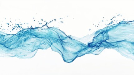Aufkleber - Abstract blue water lines on white background, perfect for digital art projects requiring a clean and simple design.