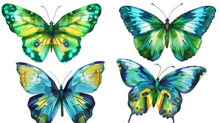 Wall Mural - set of colorful butterflies isolated on white background