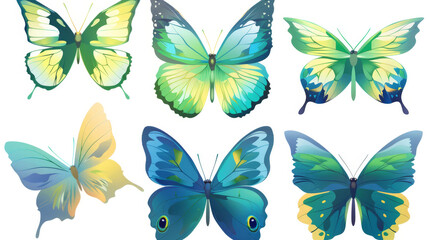 Wall Mural - set of colorful butterflies isolated on white background