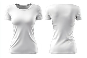 Wall Mural - White short-sleeve t-shirt front and back view on white background