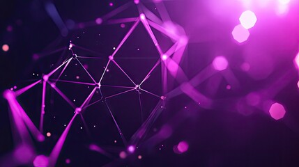 Poster - Bold violet digital illustration with geometric triangular cells and polygons, offering a dynamic and modern design element on a dark backdrop.