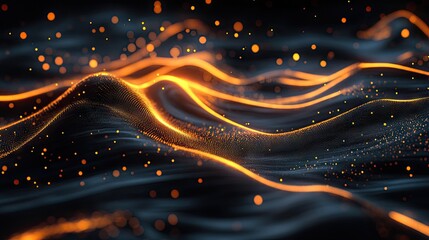Poster - Dark abstract background with glowing waves, creating a mysterious and captivating design. Perfect for modern and futuristic themes.