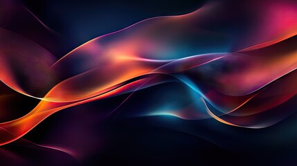 Poster - Dark abstract background with glowing waves, creating a mysterious and captivating design. Perfect for modern and futuristic themes.