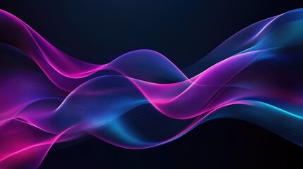 Poster - Dark background with abstract blue and purple waves, ideal for futuristic and contemporary themes.
