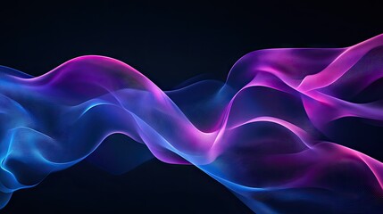 Poster - Dark background with abstract blue and purple waves, ideal for futuristic and contemporary themes.