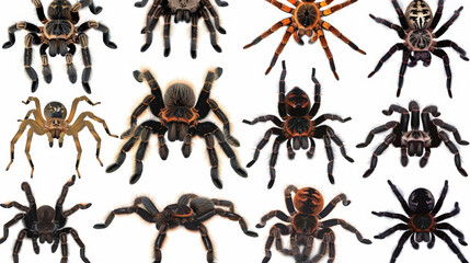 Wall Mural - set of spider on a white background