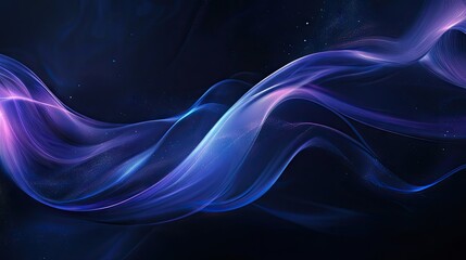 Poster - Dark background with abstract blue and purple waves, ideal for futuristic and contemporary themes.