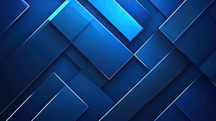 Poster - Futuristic blue background with a pattern of geometric lines and shiny gradients. Ideal for business and technology-related covers.