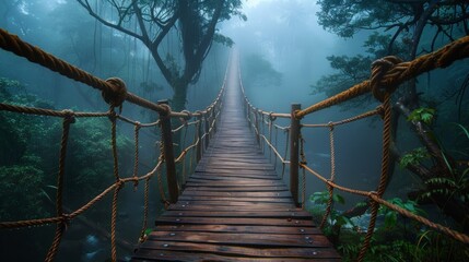 Wall Mural - Freedom felt on a suspended wooden pathway.