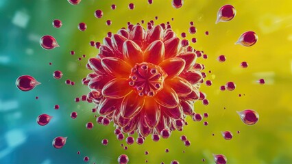 Poster - Vibrant water droplets on a bright background
