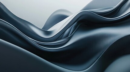 Poster - Minimalist wavy fluid abstract backdrop with smooth transitions and elegant curves, ideal for clean and modern design projects.