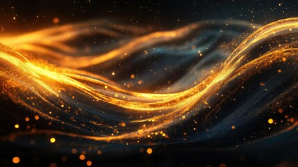 Poster - Mysterious glowing waves on a dark background, perfect for modern and artistic themes.