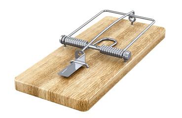Poster - Mousetrap or mouse trap, 3D rendering isolated on transparent background