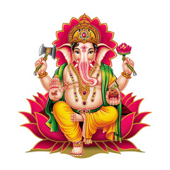 Ganesh Chaturthi, illustration on transparent background