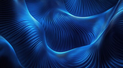 Poster - Radiant wave lines on a dark blue backdrop, ideal for creating stylish and futuristic abstract visuals.