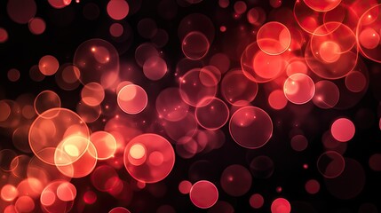 Aufkleber - Red and black gradient background with geometric patterns of light circles and bubbles, ideal for abstract 3D designs and stylish wallpapers.