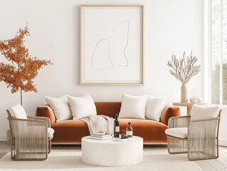 Wall Mural - Modern Living Room Design with Minimalist Decor and Elegant Furnishings