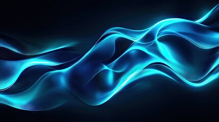 Poster - Soft and elegant blue neon waves on a background, perfect for premium wallpaper, banner, and poster designs.