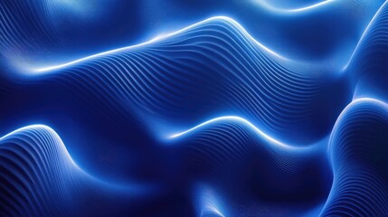 Poster - Soft and elegant blue neon waves on a background, perfect for premium wallpaper, banner, and poster designs.