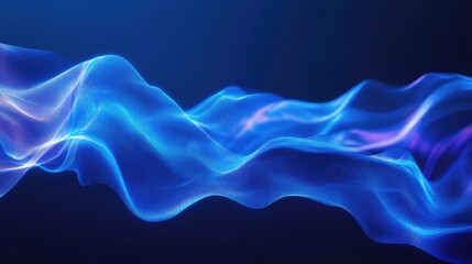 Poster - Soft waves on a blue neon background, creating a premium look. Suitable for wallpaper, banner, and poster designs.