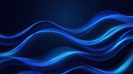 Poster - Soft waves on a blue neon background, creating a premium look. Suitable for wallpaper, banner, and poster designs.