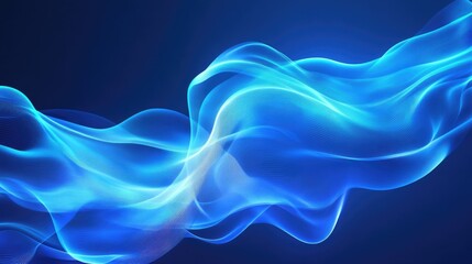 Poster - Soft waves on a blue neon background, creating a premium look. Suitable for wallpaper, banner, and poster designs.