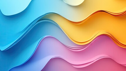 Poster - Vibrant 3D background with colorful layers and wave effects, offering a modern and clean minimalist design element for graphic projects.
