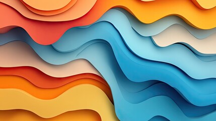 Poster - Vibrant 3D background with colorful layers and wave effects, offering a modern and clean minimalist design element for graphic projects.