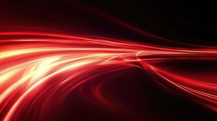 Poster - Vibrant abstract red light with speed curves on a dark background, creating an energetic and dynamic vector illustration.