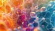 © Marcel - Ethereal organic mesh with floating bubbles in a colorful gradient light, resembling a dream-like scientific visualization or an abstract artistic representation.