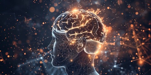 Poster - A brain with a lot of neurons and a lot of fire coming out of it