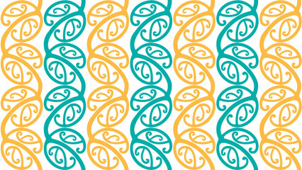 Poster - Tropical Seamless Traditional Maori Rafter Pattern with Koru or Silver Fern Fiddlehead Curves