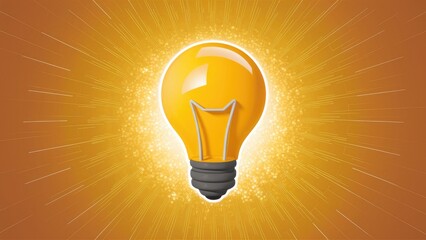 Poster - 3D Light Bulb Icon on a Bright Background