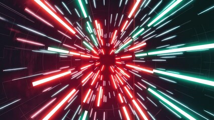 Poster - 3D Illustration of a Glass Surface Featuring Neon Lights and Light Dispersion Effects