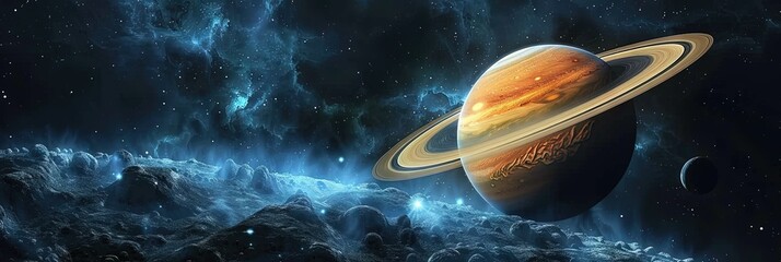 saturn in space, copy space