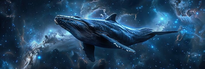 Wall Mural - whale in space, copy space