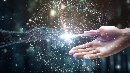 Leinwandbilder - AI, robot and human hands touch big data of global network connection, future artificial intelligence
