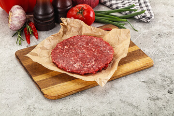 Wall Mural - Raw beef burger cutlet minced meat