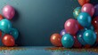 © Ali - Festive Balloons and Confetti on a Blue Background.
