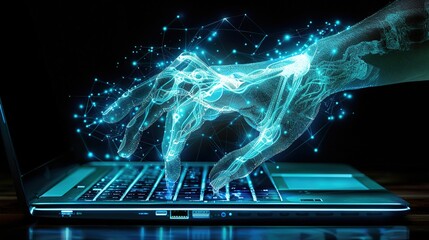 Poster - Digital Hand Interacting with Laptop