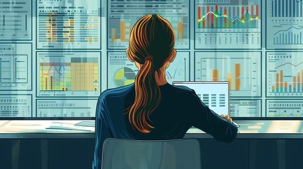 Poster - Woman Analyzing Data