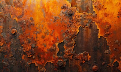 Poster - Rust on metal surface: Vivid orange and brown textures