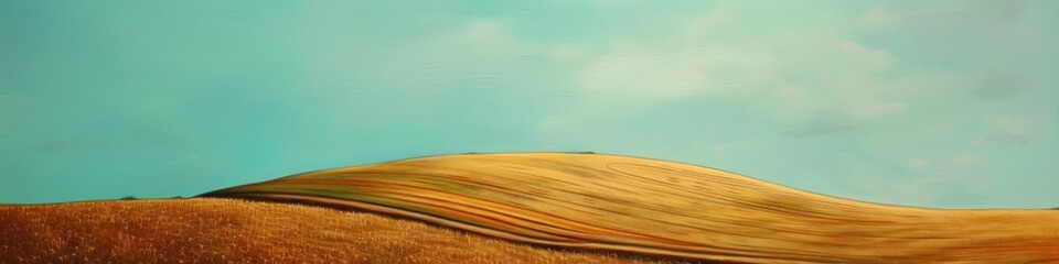 Canvas Print - Stubble covered Hills Minimalistic Landscape with Field and Sky