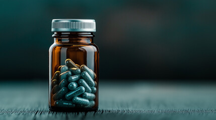 Medications in the form of pills and capsules against a neutral background. generative ai	