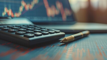 Poster - Calculator, Pen, and Financial Chart