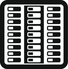 Poster - Black and white icon of a server room showing hosting and databases