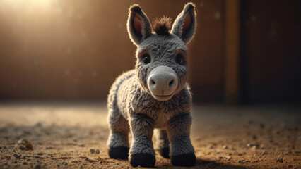 Wall Mural - cute little toy plush donkey