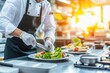© Konstiantyn Zapylaie - Cafeteria Staff Member Preparing Nutritious Meals in a Professional Kitchen